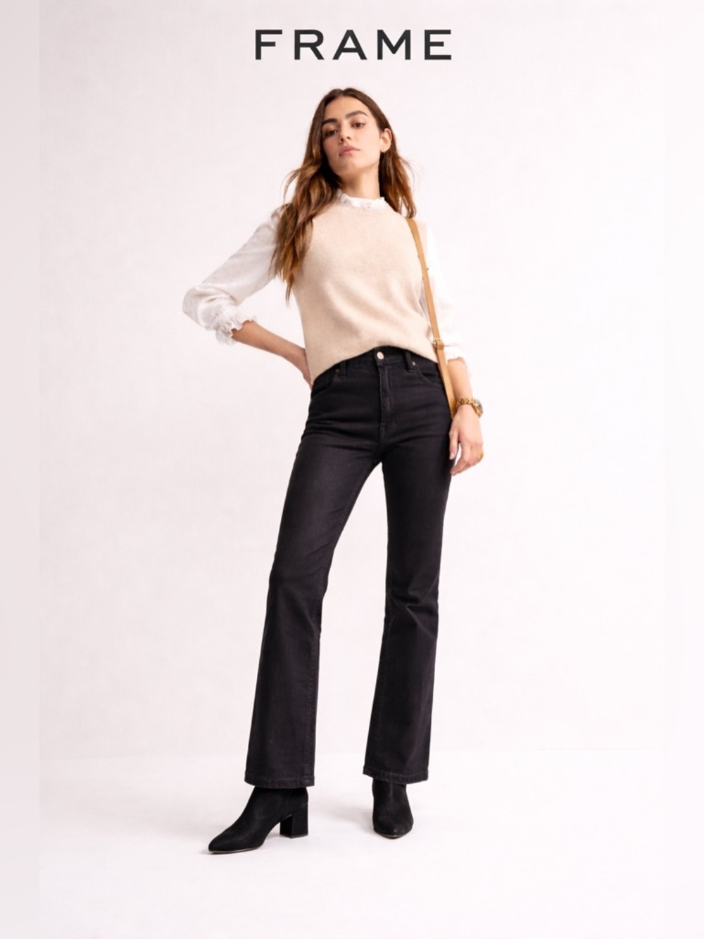 FRAME  jeans Le Mini Boot Noir Coated Jeans Black High Rise Stretch Women’s‎ 32